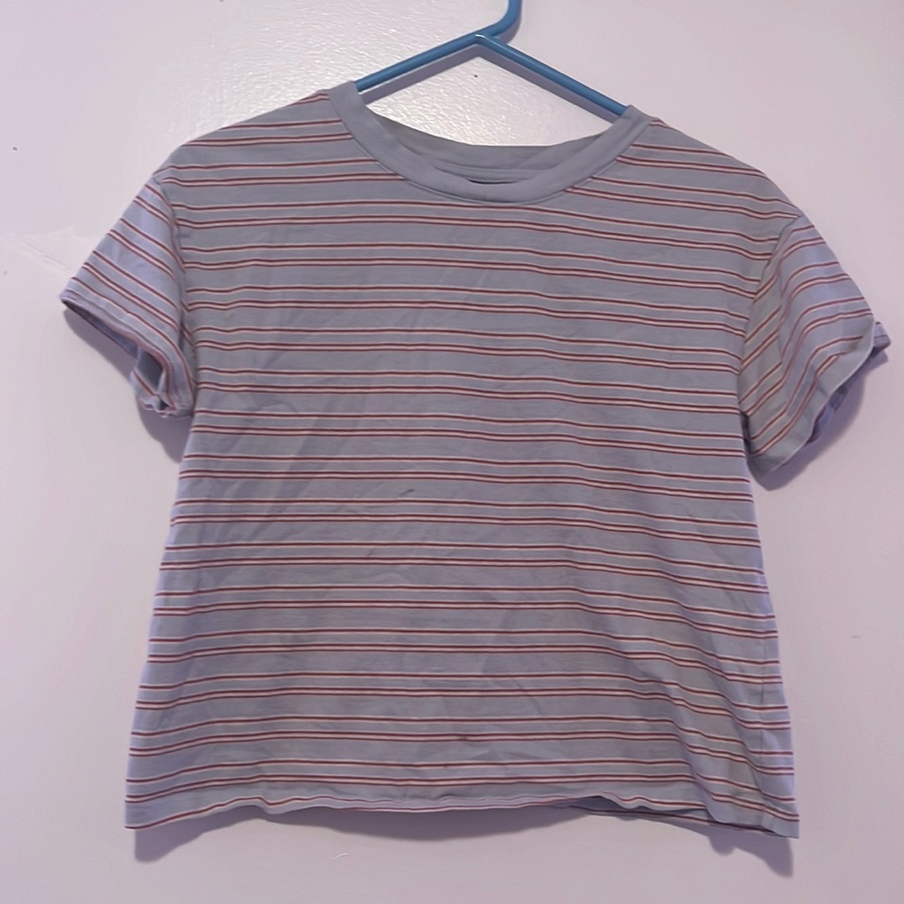 Light blue top with stripes